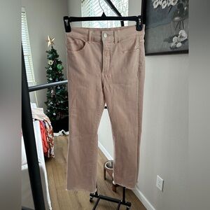 Size 6 (With Stretch) Express Cropped Flare Pink Jean (flaw)
